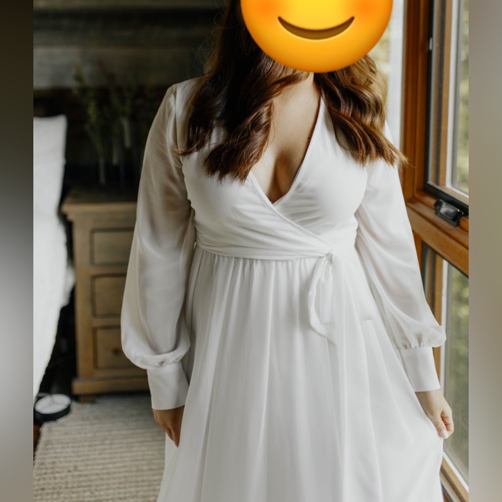 Baltic Born ivory satin long sleeve maxi dress